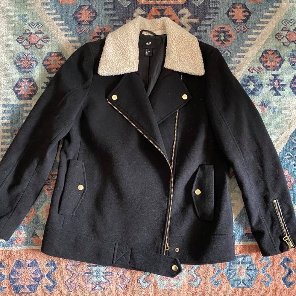 H7M Sherpa Collar Soft Biker Jacket